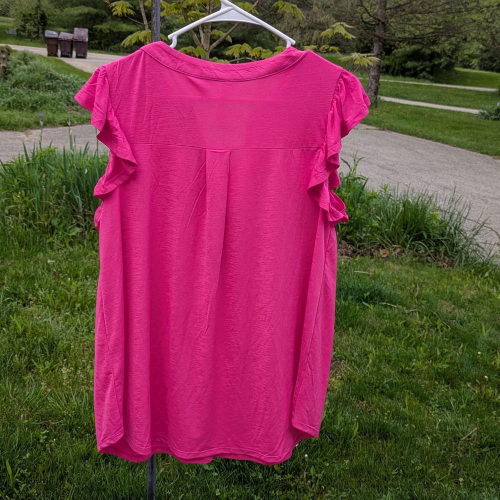 Pink Ruffled Women's Top - Picture 2 of 3